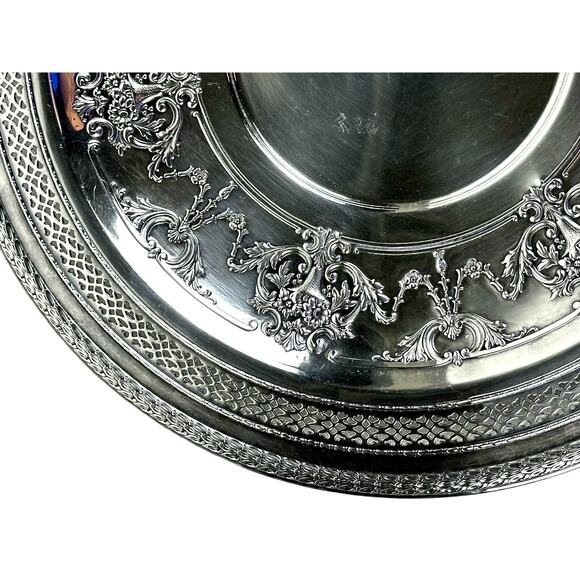 International Silver Company Ornate Floral Filigree Round 12" Serving Tray-Nice - Picture 2 of 7